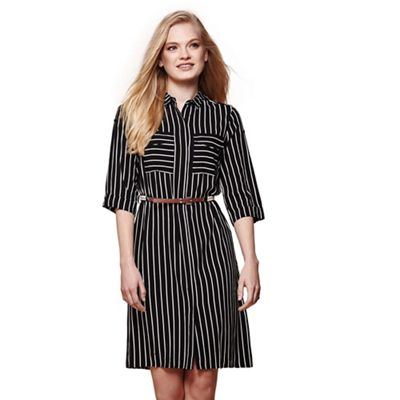 Black stripe shirt dress